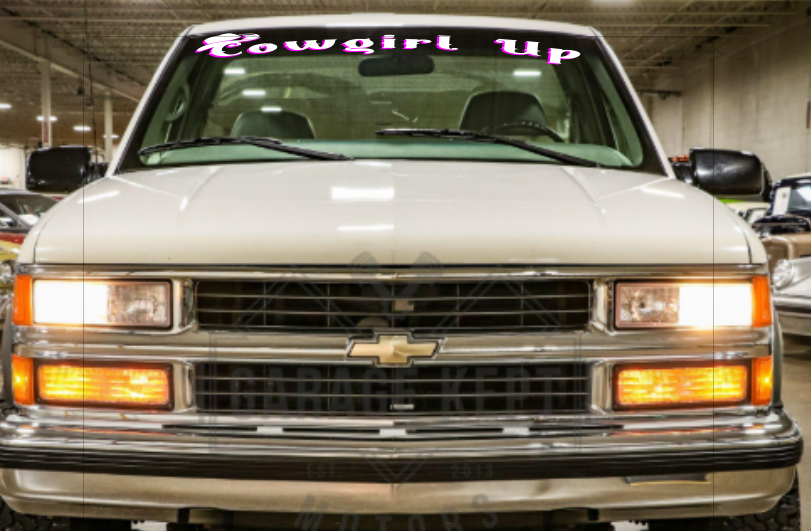 "Cowgirl Up" Windshield Banner 48" wide
