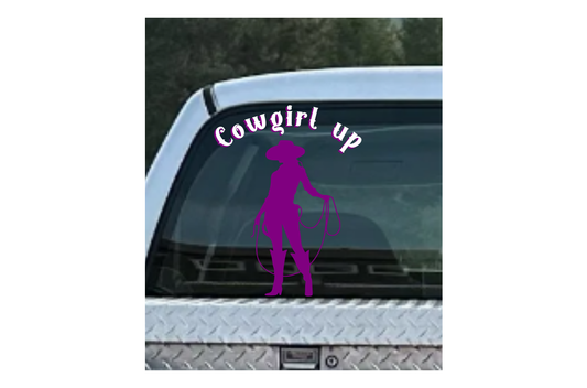 "Cowgirl Up" Window Sticker 10" x 8"