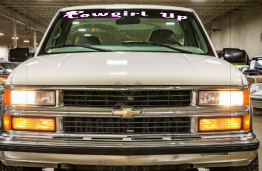 "Cowgirl Up" Windshield Banner 48" wide