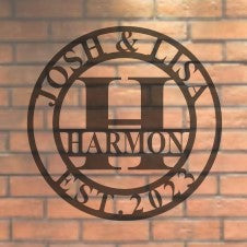 16" Personalized/ Monogramed Couples Metal Art Sign